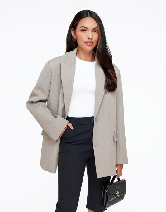 Taupe Oversized - Blazer - Olivia & Kate