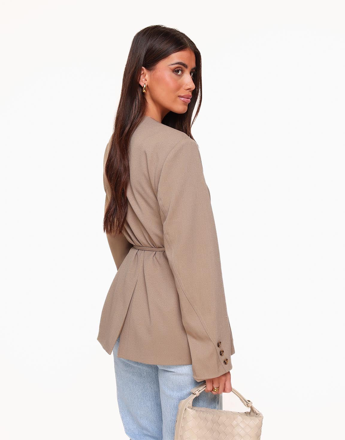 Taupe Oversized Wikkel - Blazer - Olivia & Kate