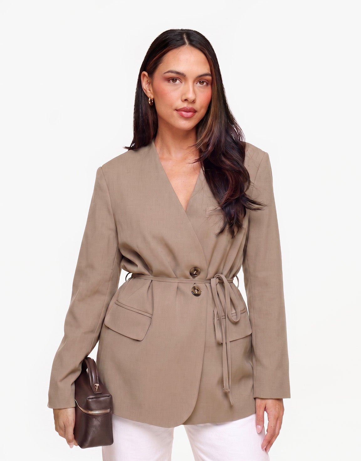 Taupe Oversized Wikkel - Blazer - Olivia & Kate