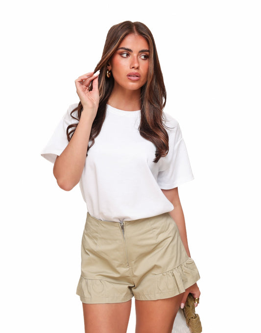 Taupe Petite Rits Ruffel - Short - Olivia & Kate