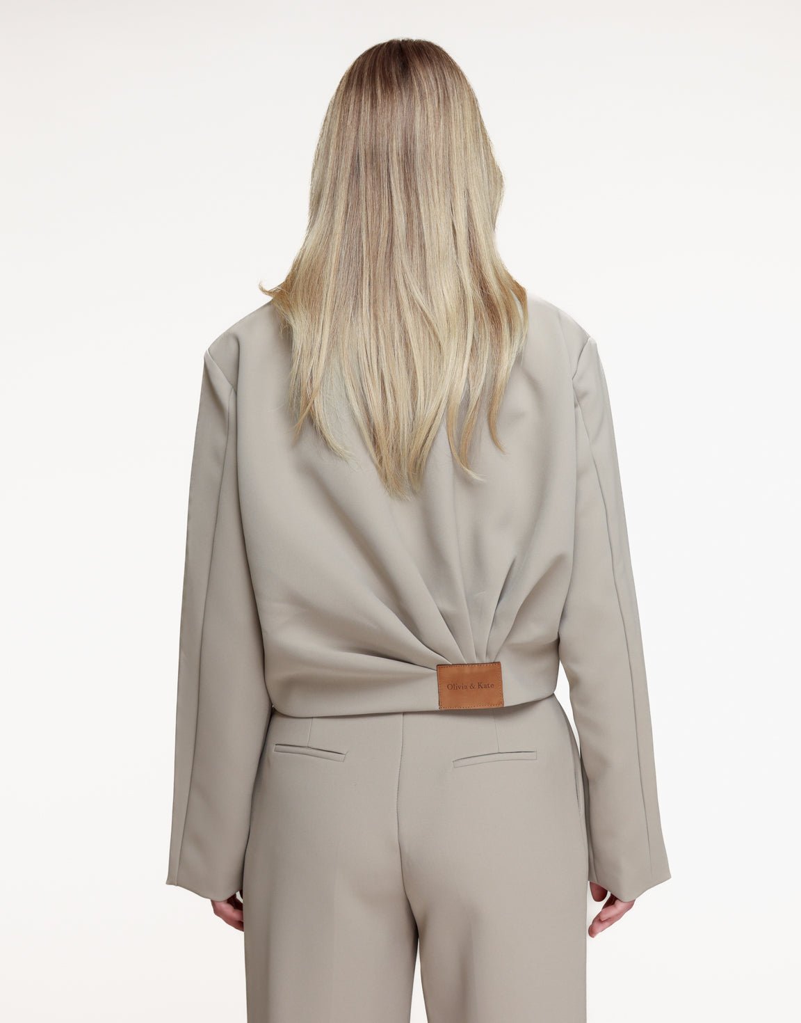 Taupe Premium Achterkant Detail - Jas - Olivia & Kate