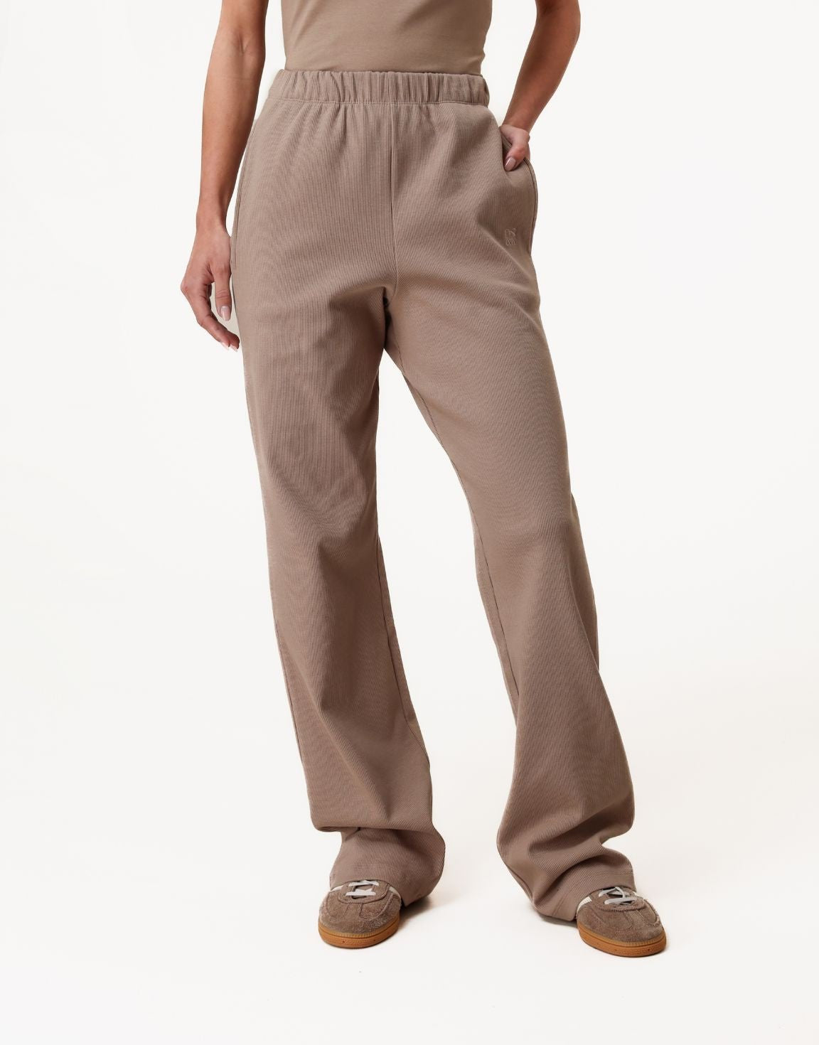 Taupe Ribbel Lounge Lange - Broek - Olivia & Kate