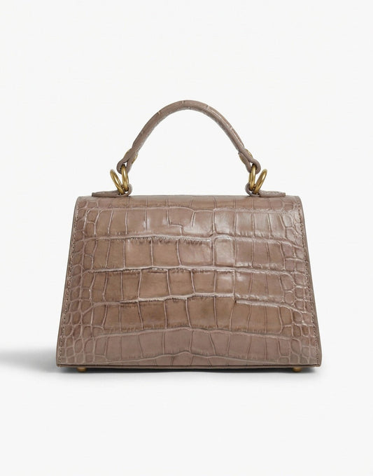 Taupe Slangen Leren Gouden Detail - Tas - Olivia & Kate