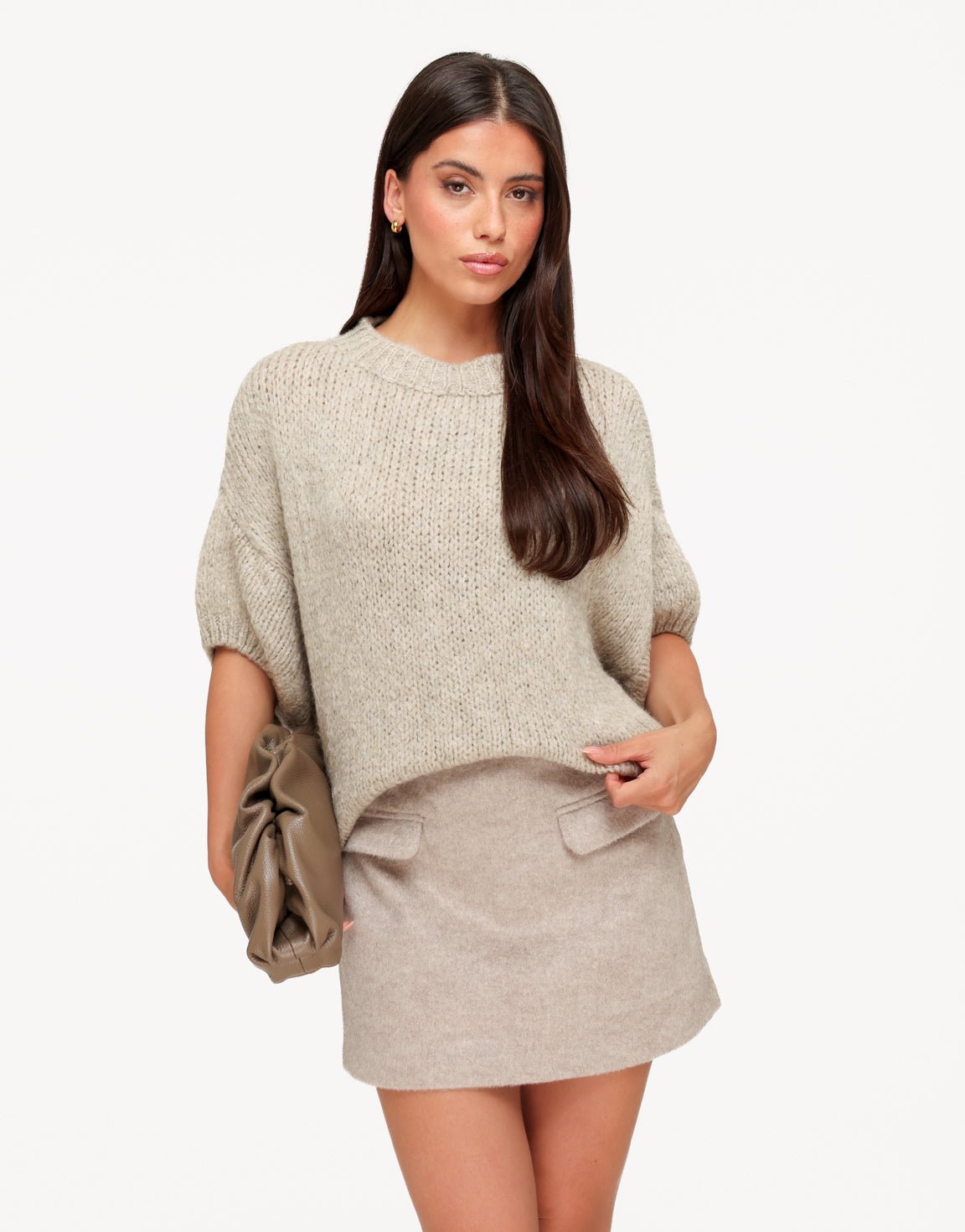 Taupe Soft Look Detail - Skort - Olivia & Kate