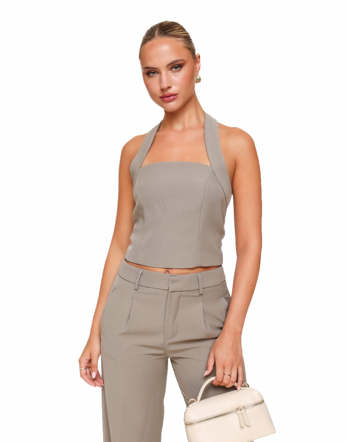 Taupe STUDIO Halter - Top - Olivia & Kate