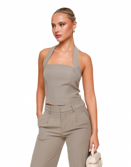 Taupe STUDIO Halter - Top - Olivia & Kate