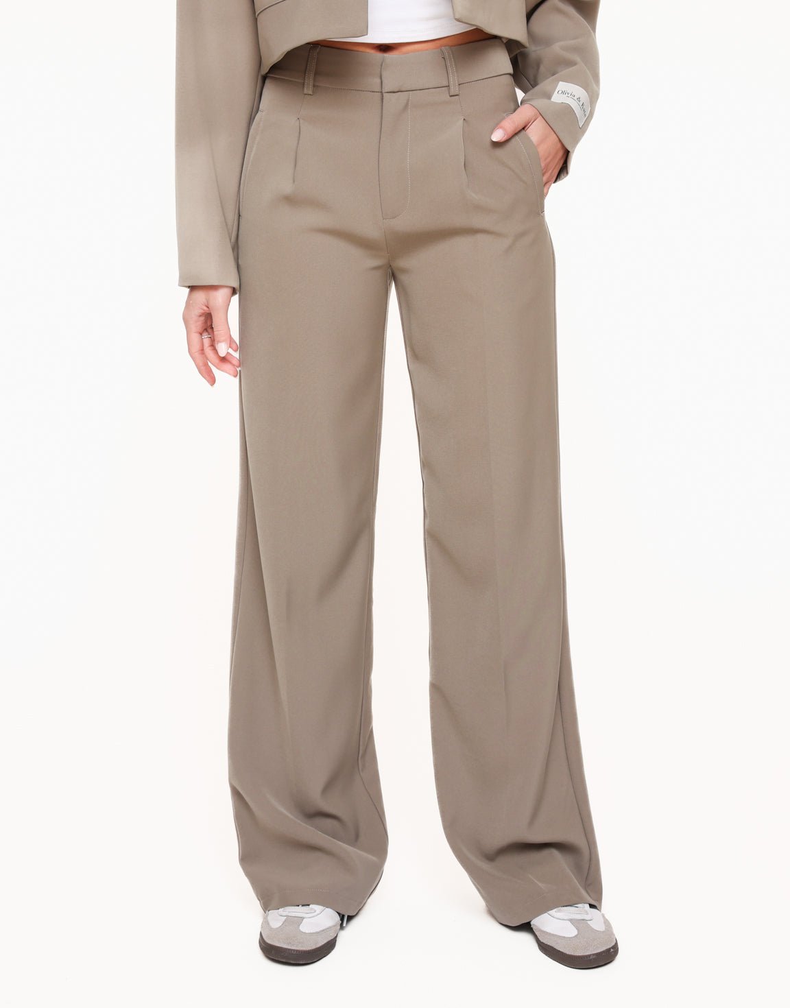 Taupe STUDIO - Trousers - Olivia & Kate