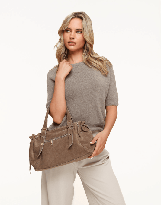 Taupe Suede City - Tas - Olivia & Kate