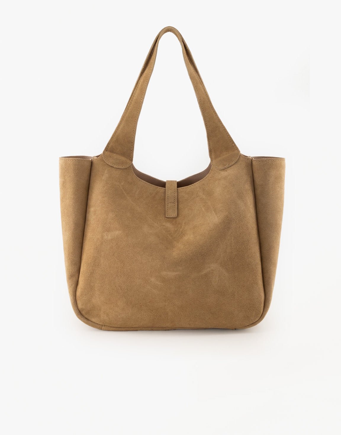Taupe Suede Gouden Detail Langwerpige - Tas - Olivia & Kate