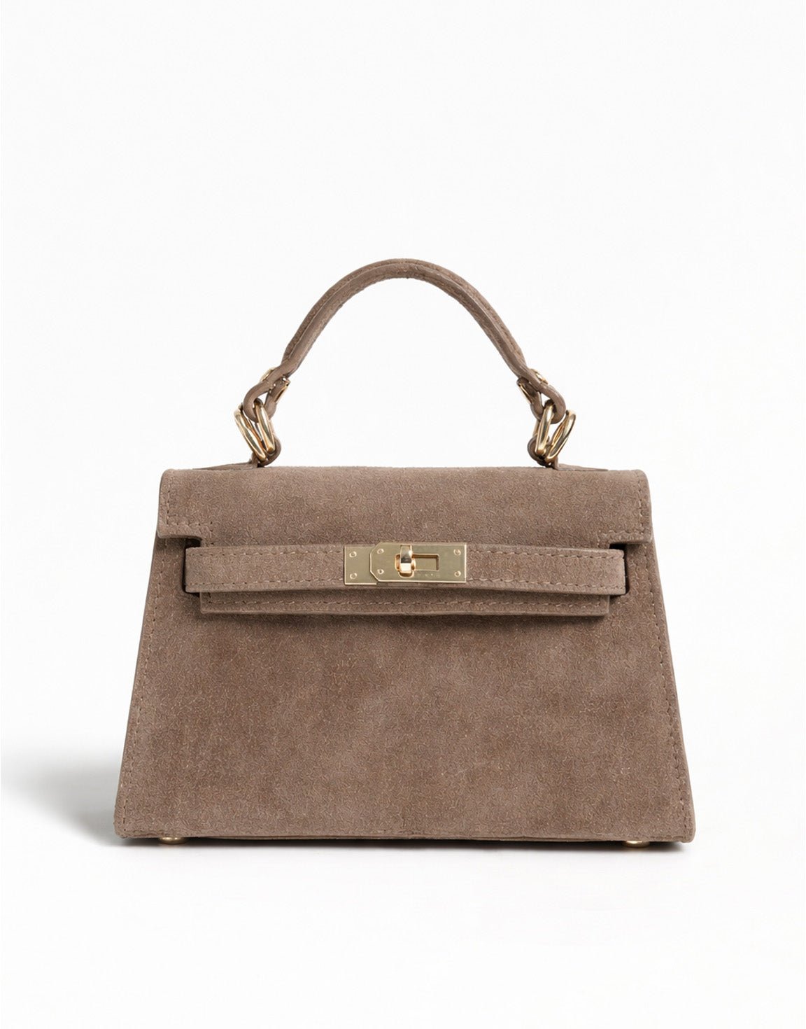 Taupe Suede Gouden Detail - Tas - Olivia & Kate