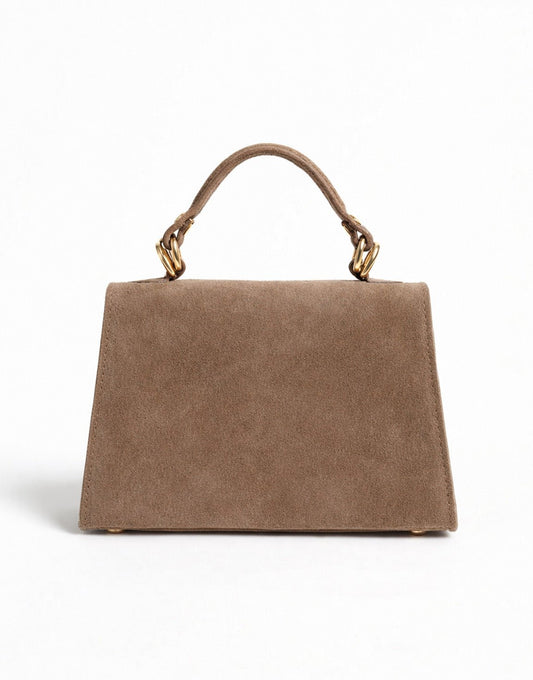 Taupe Suede Gouden Detail - Tas - Olivia & Kate