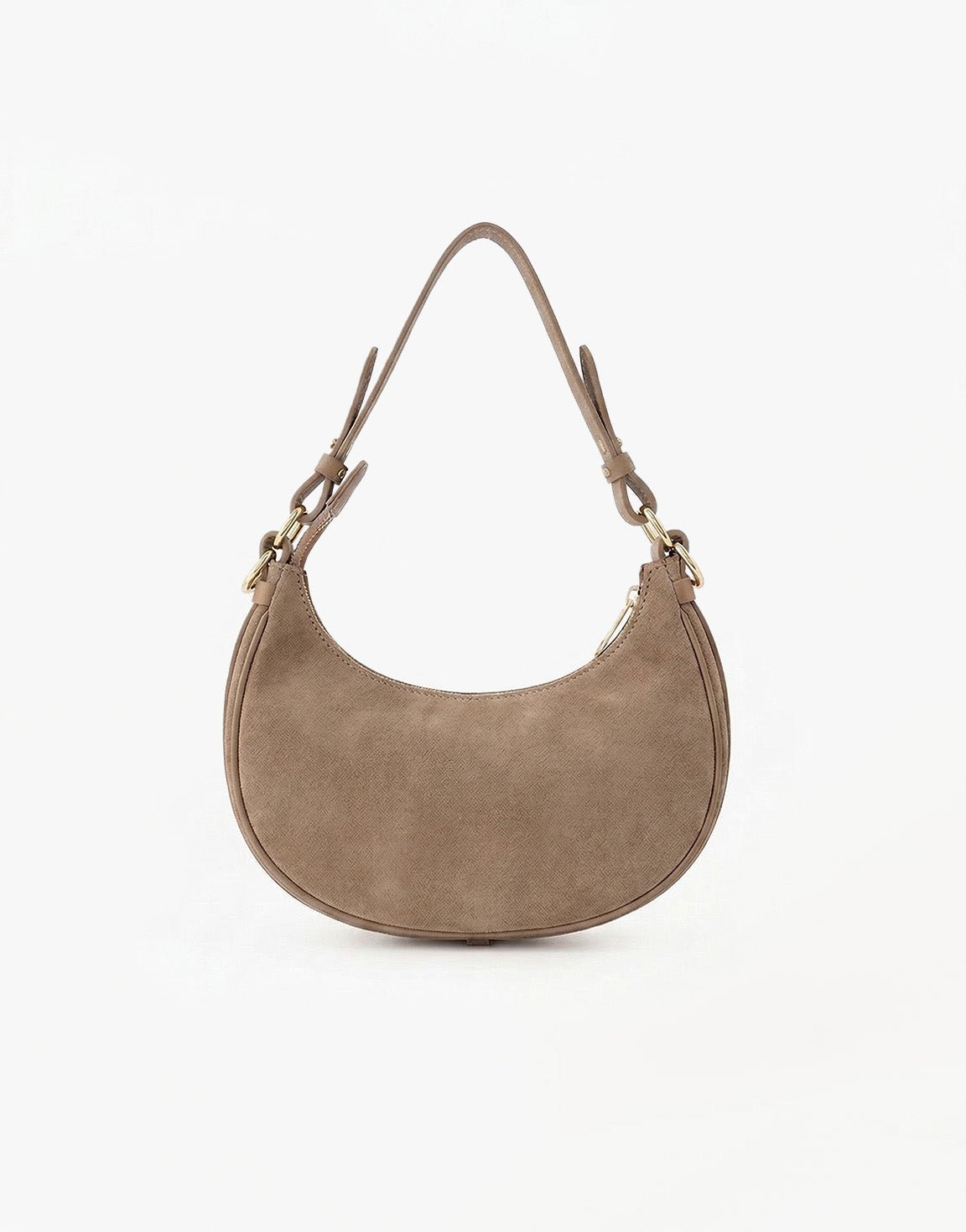 Taupe Suede Kleine Half Ronde - Tas - Olivia & Kate