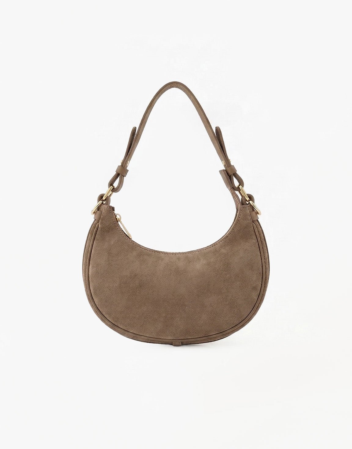Taupe Suede Kleine Half Ronde - Tas - Olivia & Kate