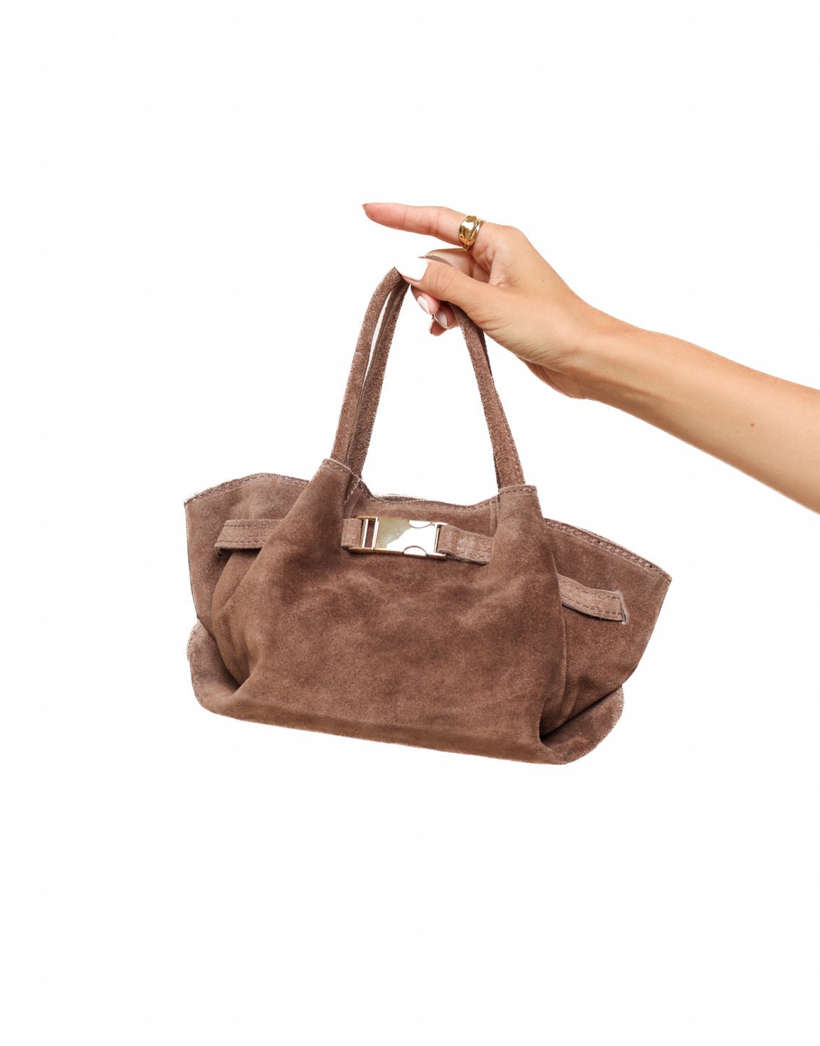 Taupe Suede Shopper - Tas - Olivia & Kate