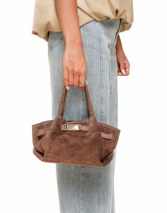 Taupe Suede Shopper - Tas - Olivia & Kate