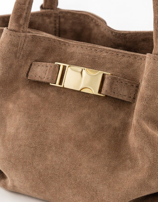 Taupe Suede Shopper - Tas - Olivia & Kate
