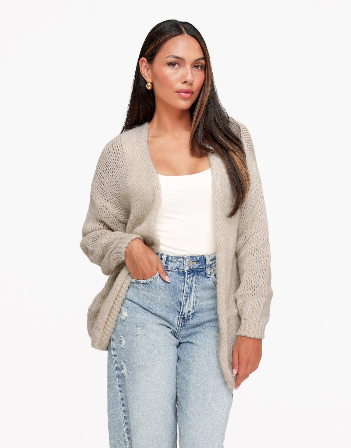 Taupe Wollen - Vest - Olivia & Kate
