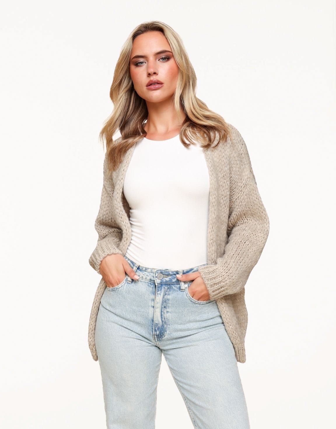 Taupe Woolen - Cardigan - Olivia & Kate