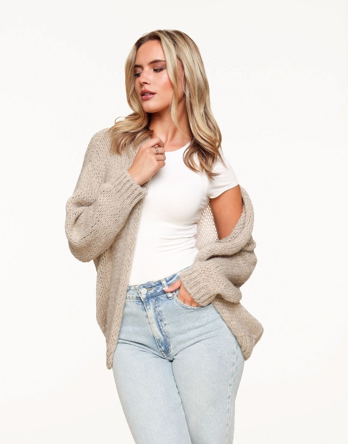 Taupe Woolen - Cardigan - Olivia & Kate
