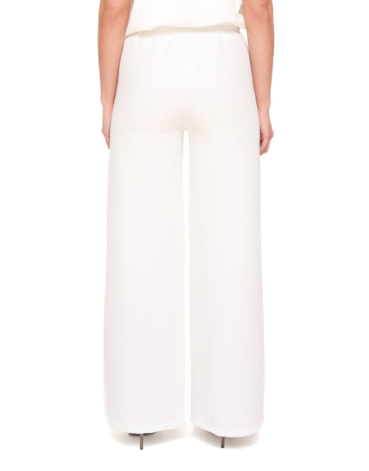 Witte Basic Wijde Elastiek Band - Pantalon - Olivia & Kate
