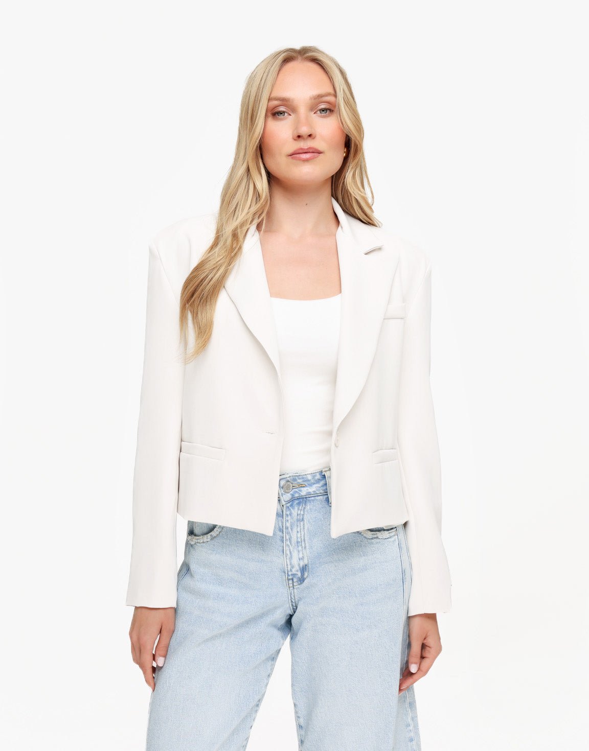 Witte Cropped - Blazer - Olivia & Kate