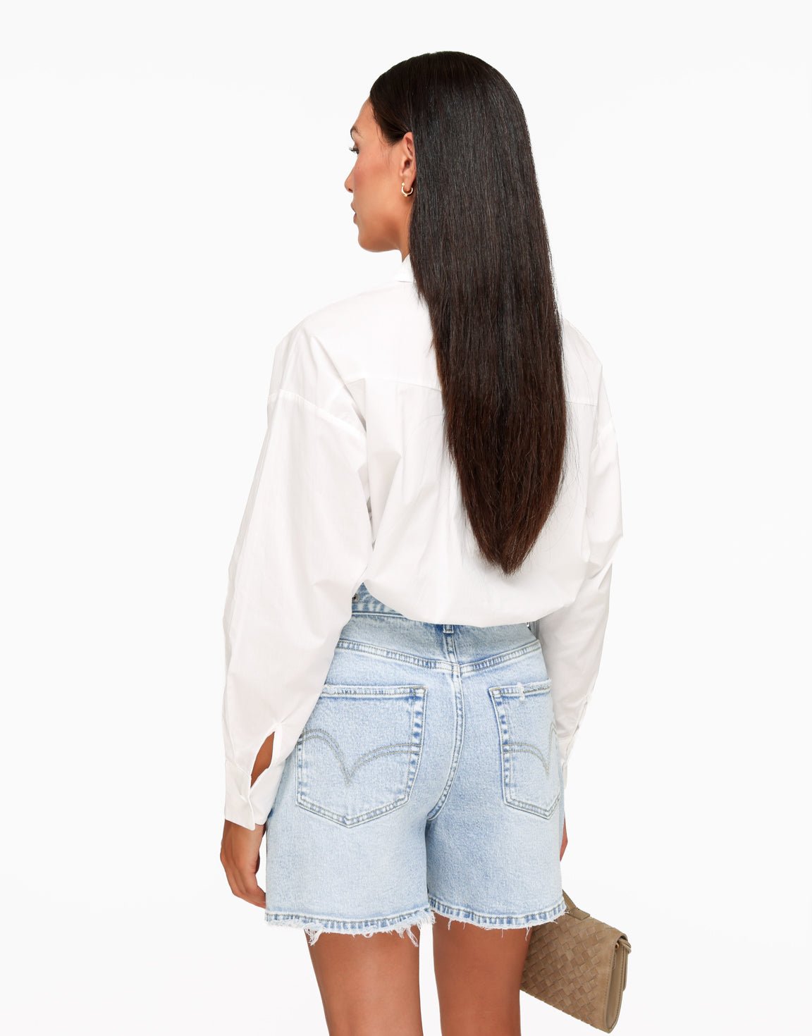 Witte Cropped Elastische Onderkant - Blouse - Olivia & Kate
