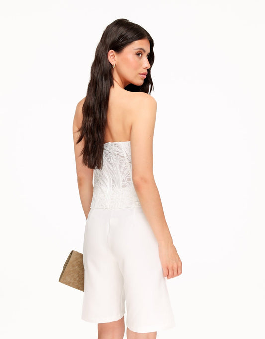 Witte Geborduurde Corset - Top - Olivia & Kate