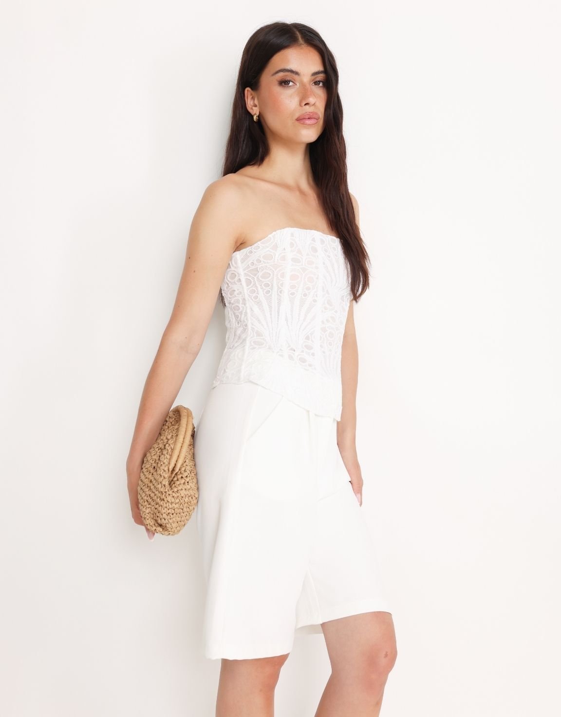 Witte Geborduurde Corset - Top - Olivia & Kate