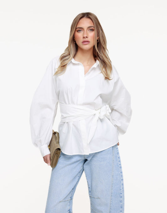 Witte Gestrikte - Blouse - Olivia & Kate