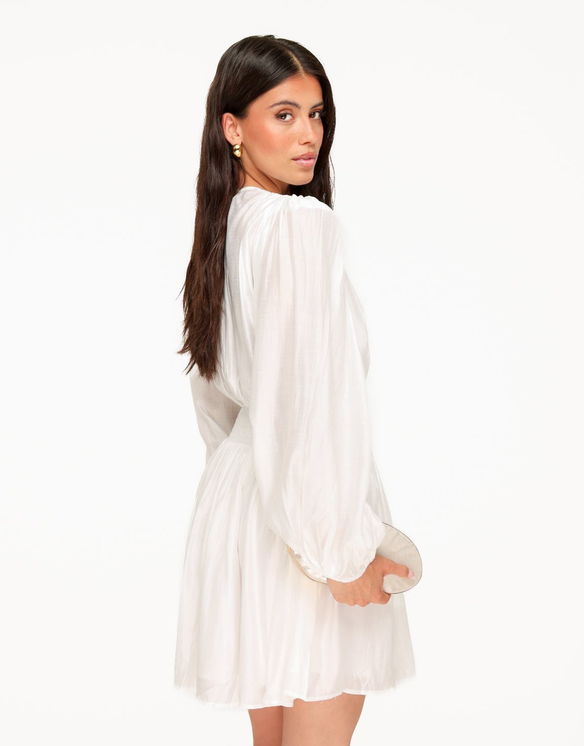 White Fitted Balloon Sleeves - Dress | Olivia & Kate - Olivia & Kate