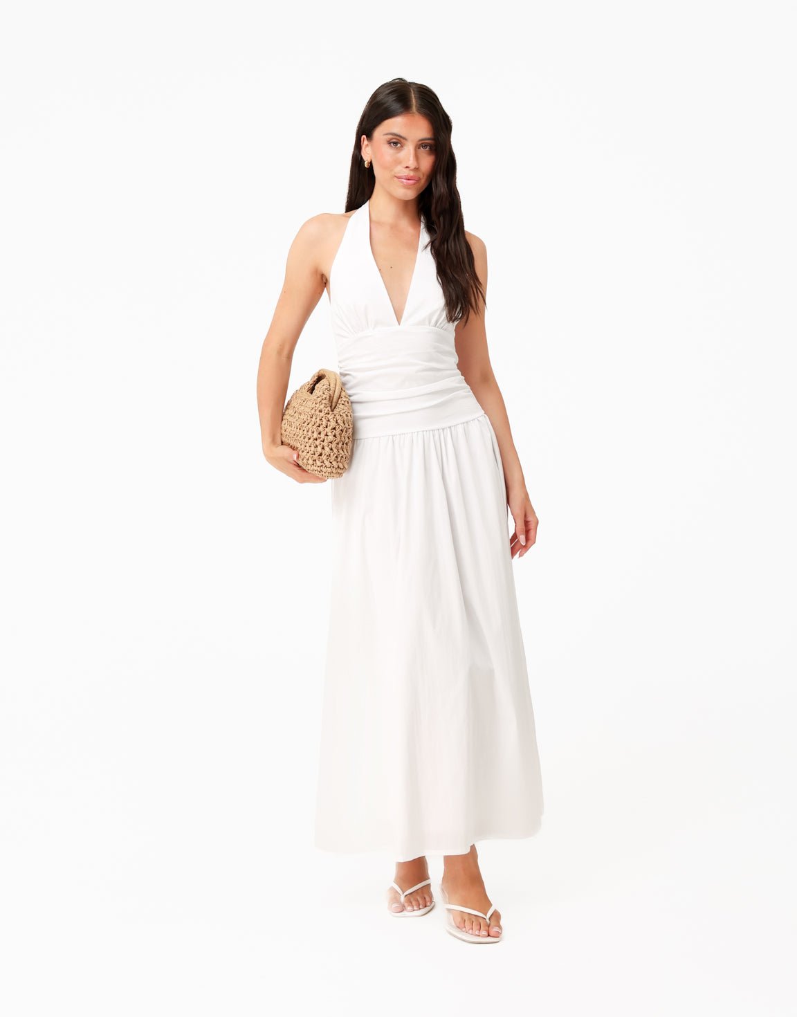 Witte Halter V-hals Maxi - Jurk - Olivia & Kate