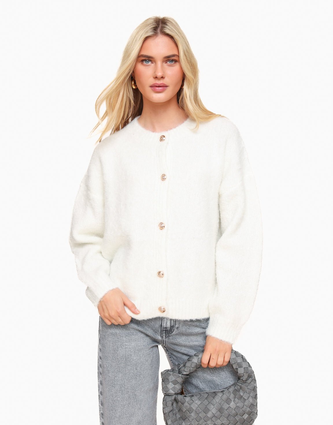 Witte Hoge Hals Gebreide - Vest - Olivia & Kate