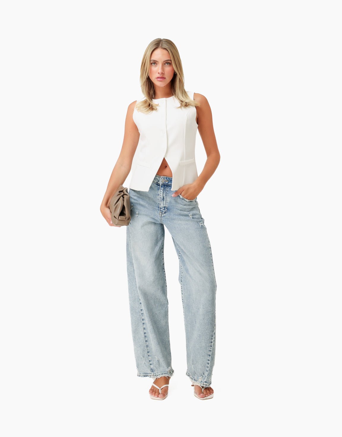 Witte Hoge Knopen - Gilet - Olivia & Kate