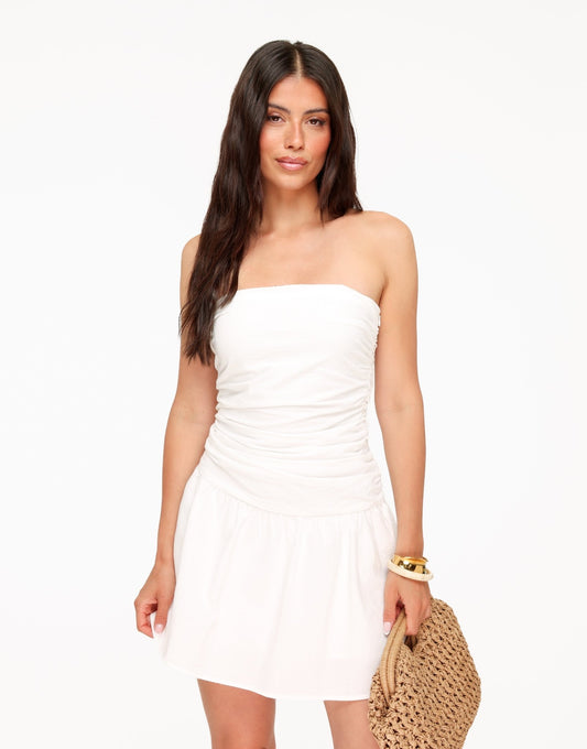 Witte Katoenen Strapless - Jurk - Olivia & Kate