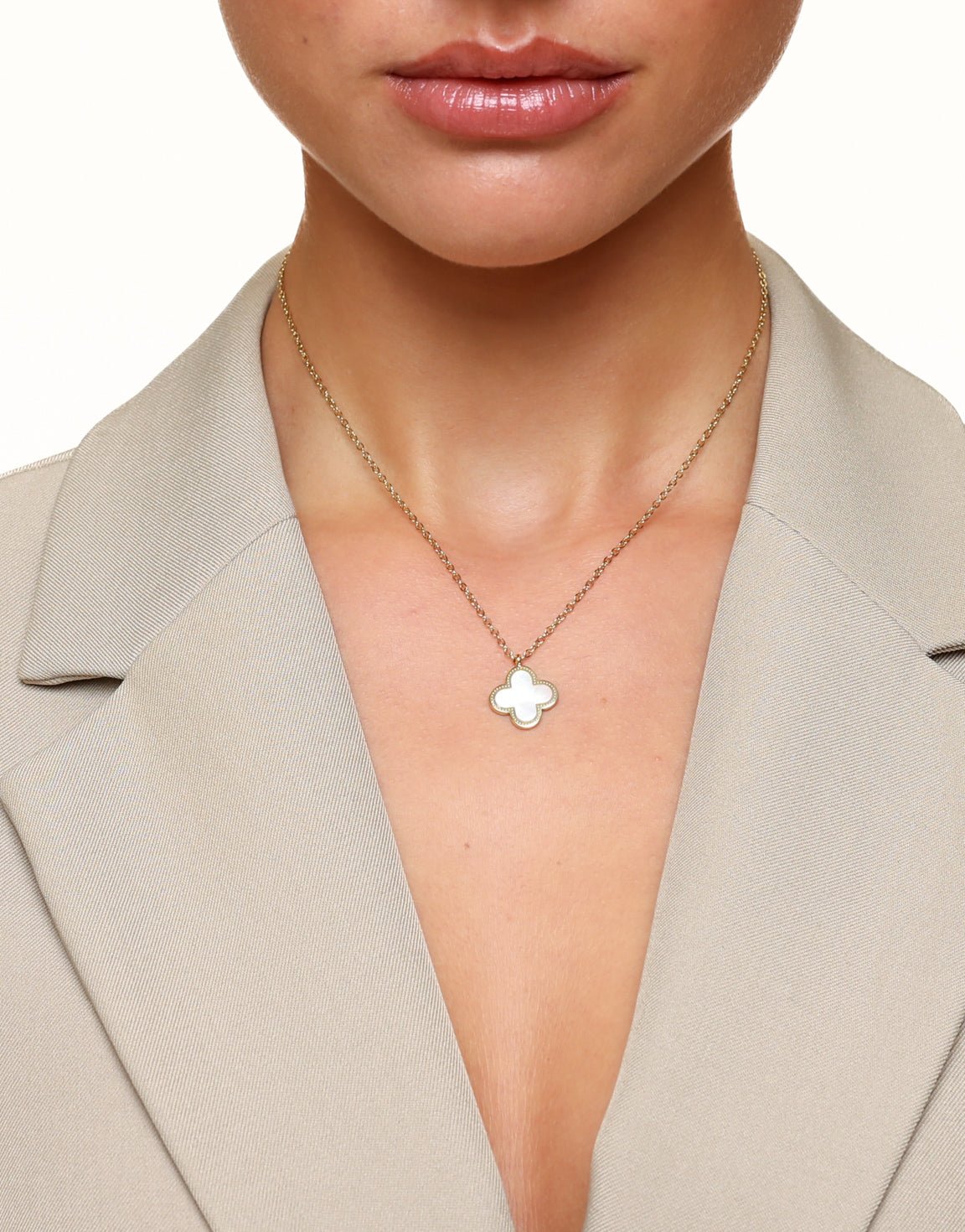 Witte Klaver - Ketting - Olivia & Kate
