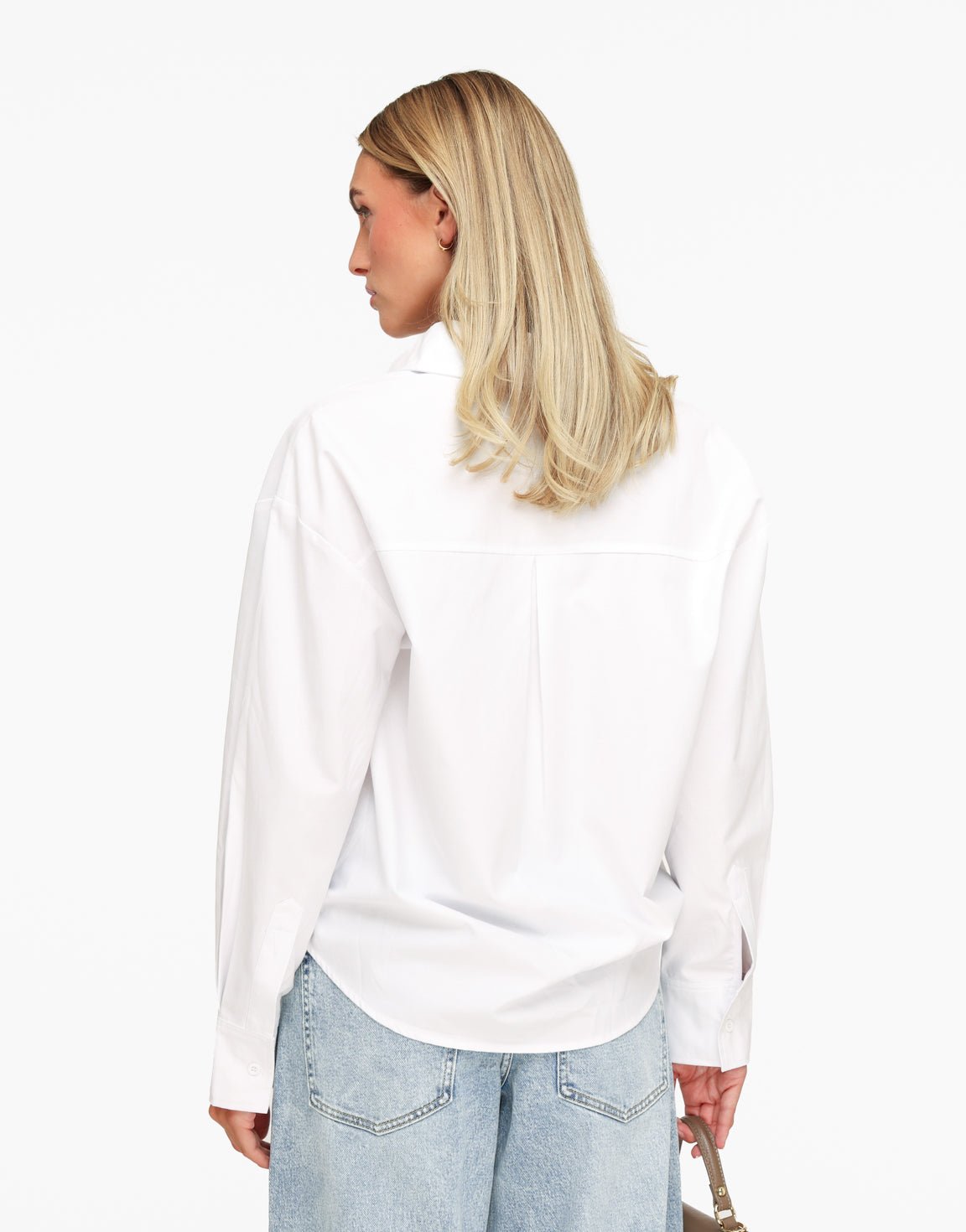 Witte Lange Rechte LS - Blouse - Olivia & Kate