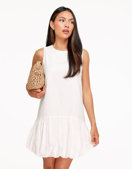 Witte Linnen Flowy Ballon - Jurk - Olivia & Kate