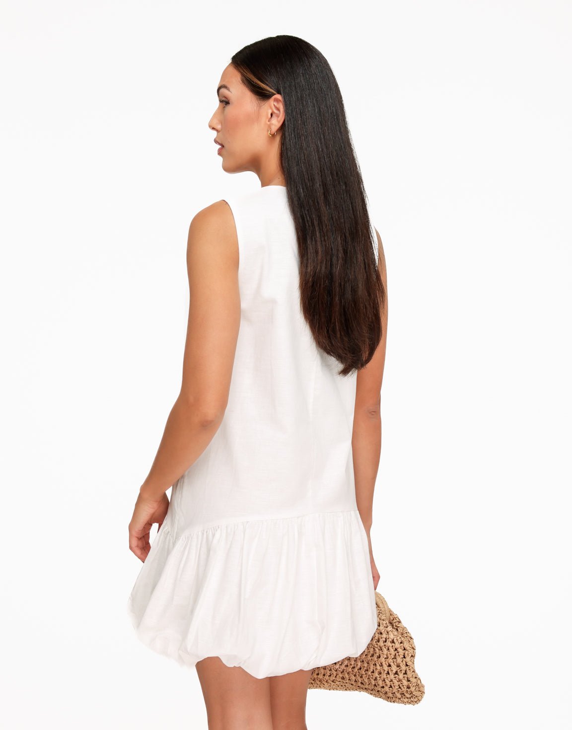 Witte Linnen Flowy Ballon - Jurk - Olivia & Kate