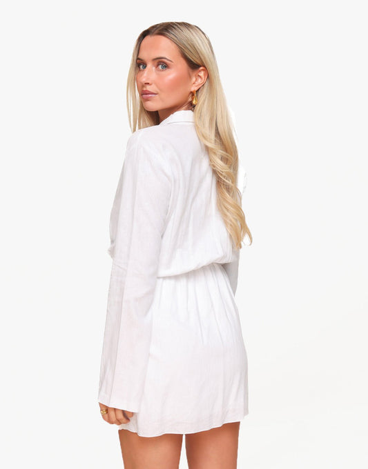 Witte Linnen LS - Jurk - Olivia & Kate