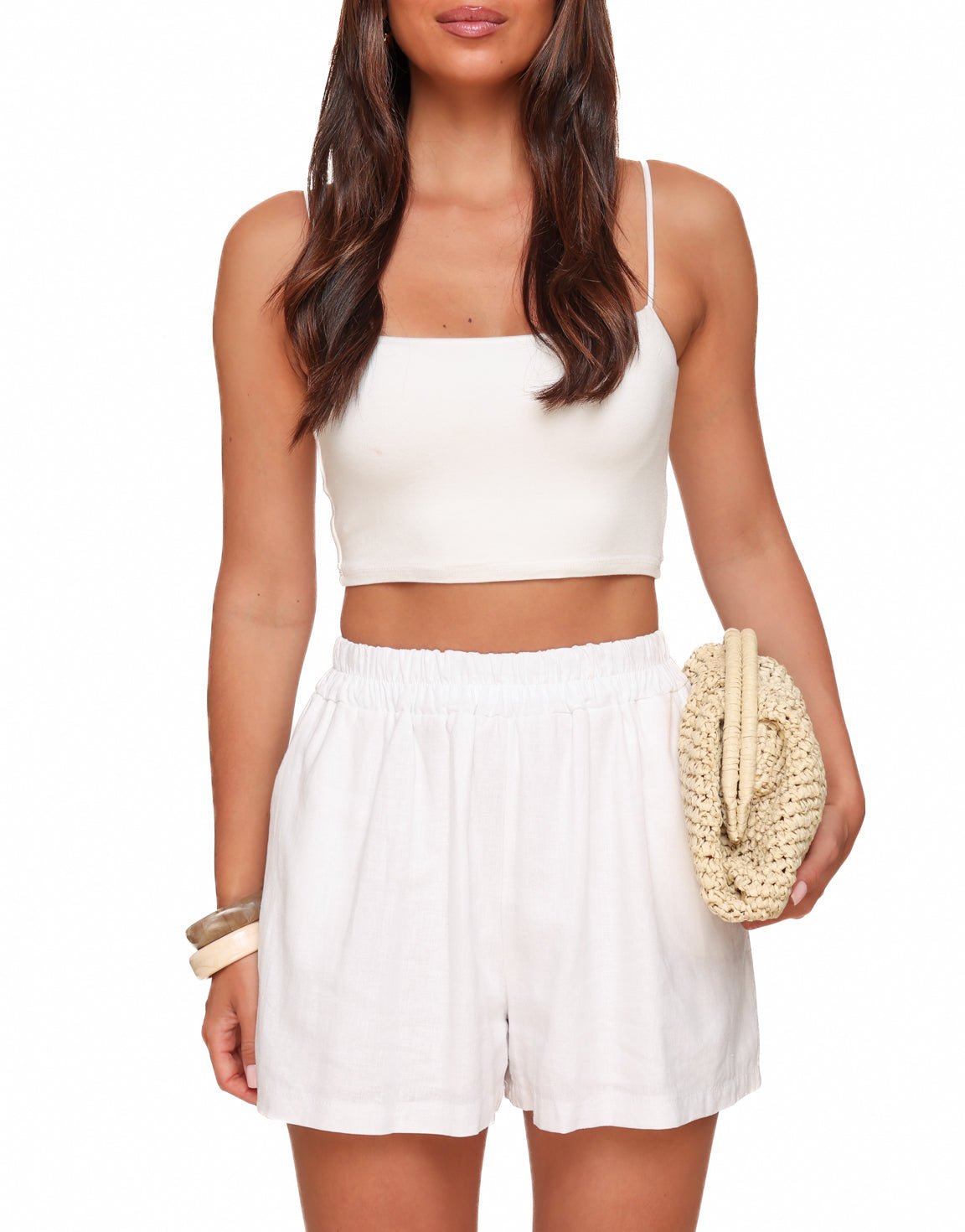 Witte Linnen Open Rug Halter - Set - Olivia & Kate