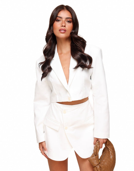 Witte Linnen Schuine Knopen - Skort - Olivia & Kate