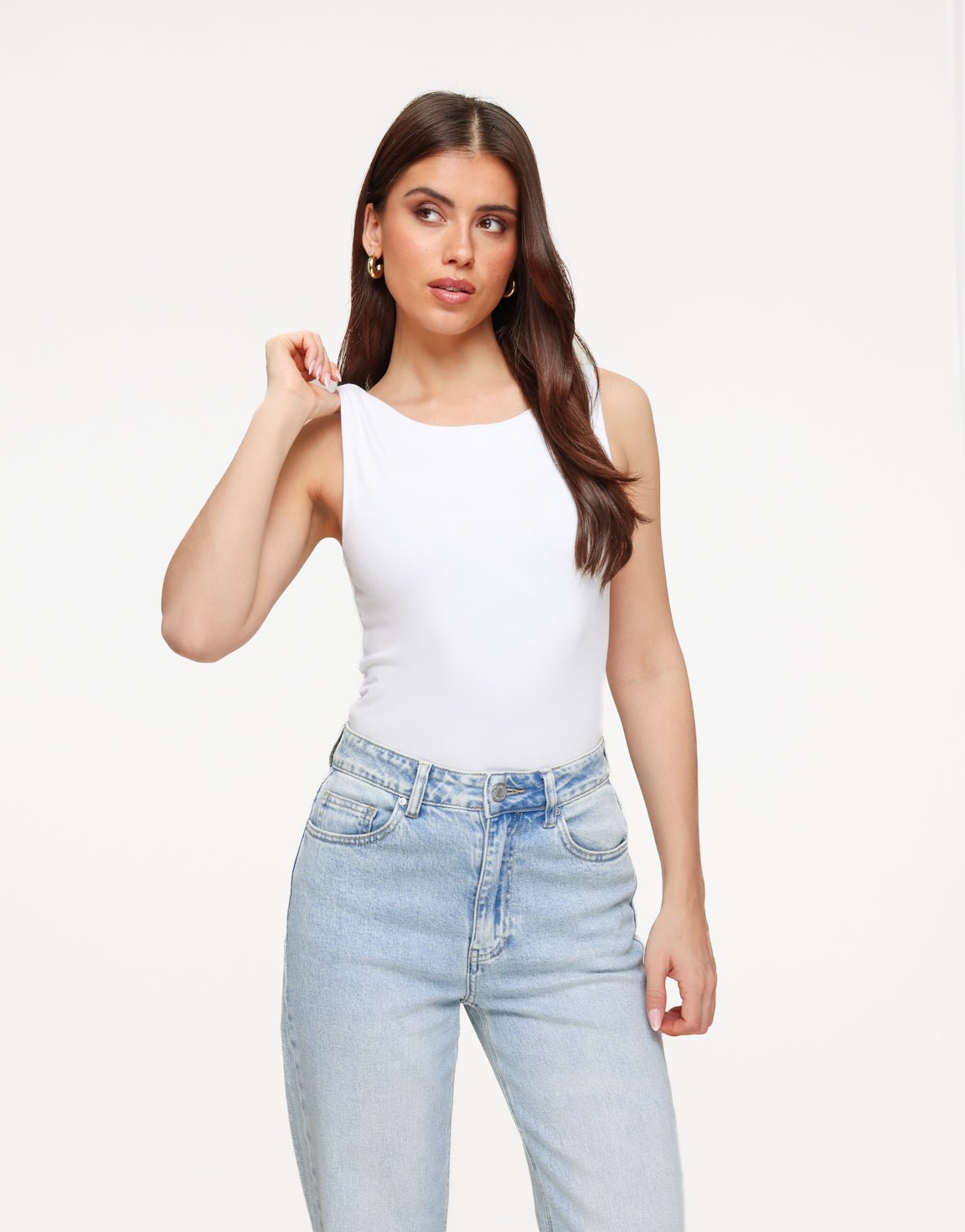 Witte Omkeerbare Mouwloze Basic - Top - Olivia & Kate