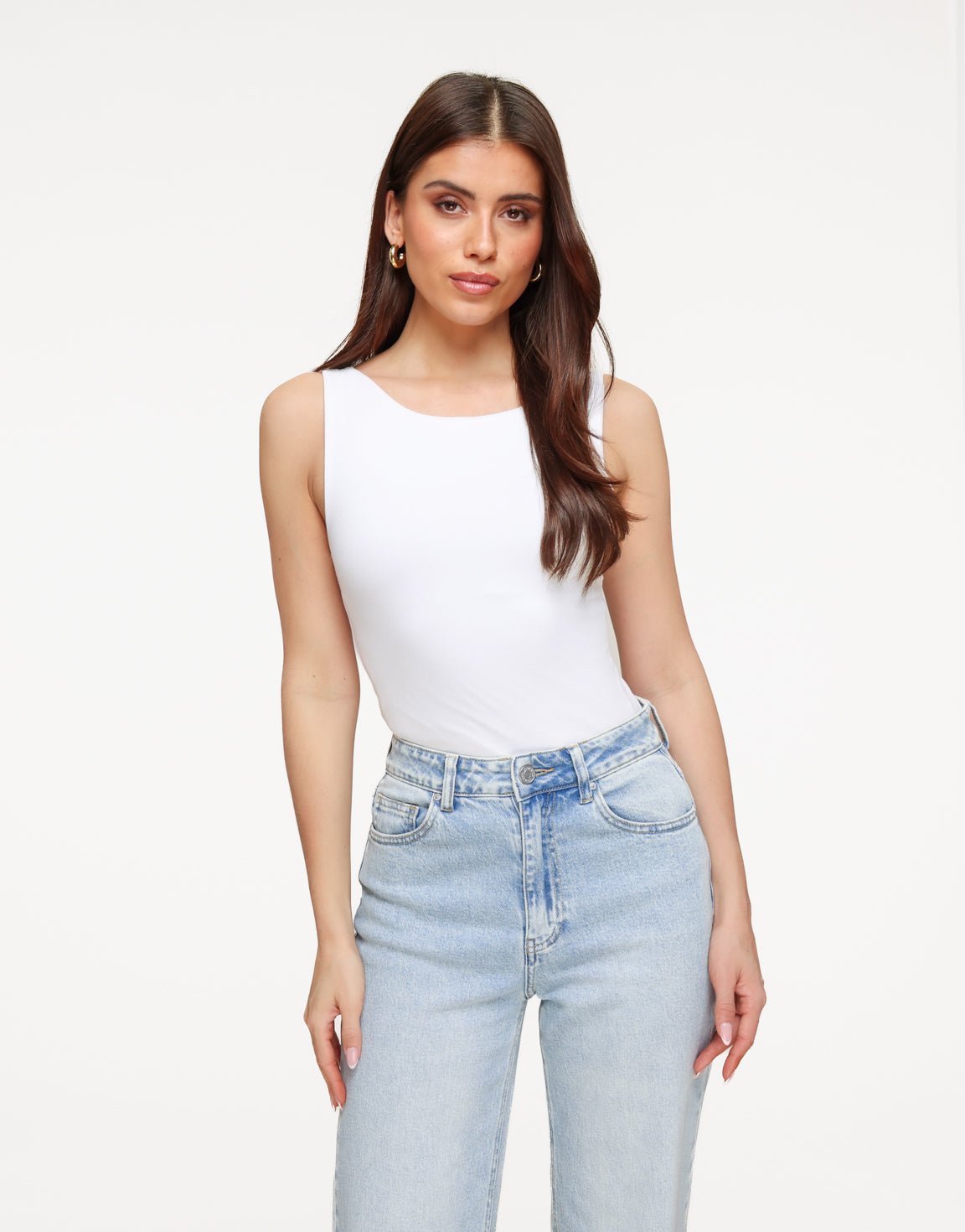 Witte Omkeerbare Mouwloze Basic - Top - Olivia & Kate