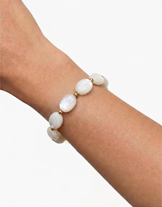 Witte Ovale Kristallen - Armband - Olivia & Kate