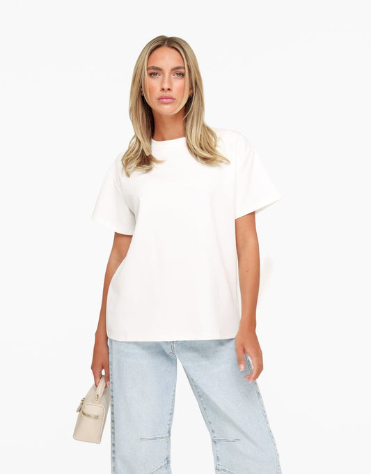 Witte Oversized Basic SS - T-shirt - Olivia & Kate