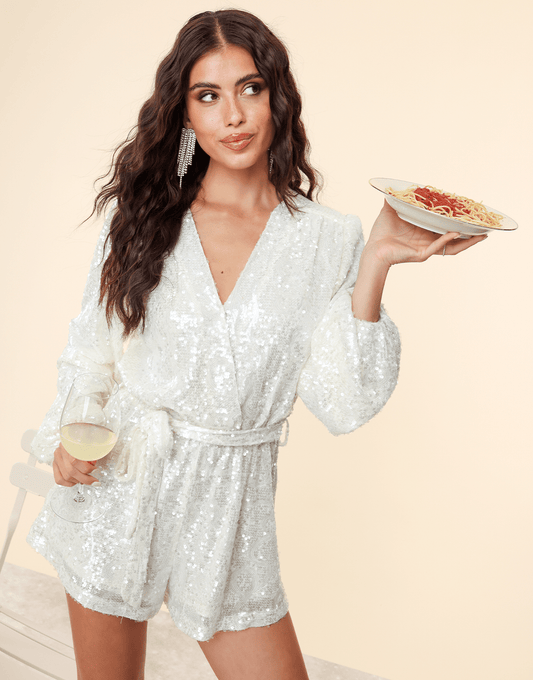 Witte Pailletten - Playsuit - Olivia & Kate