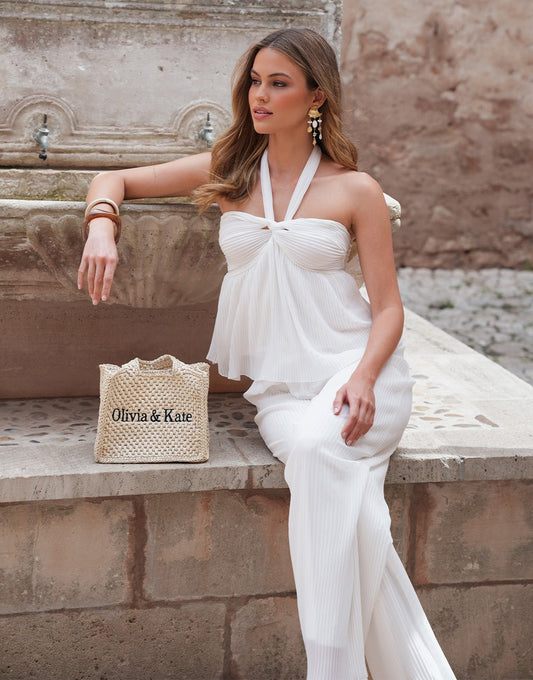 Witte Plissé - Pantalon - Olivia & Kate