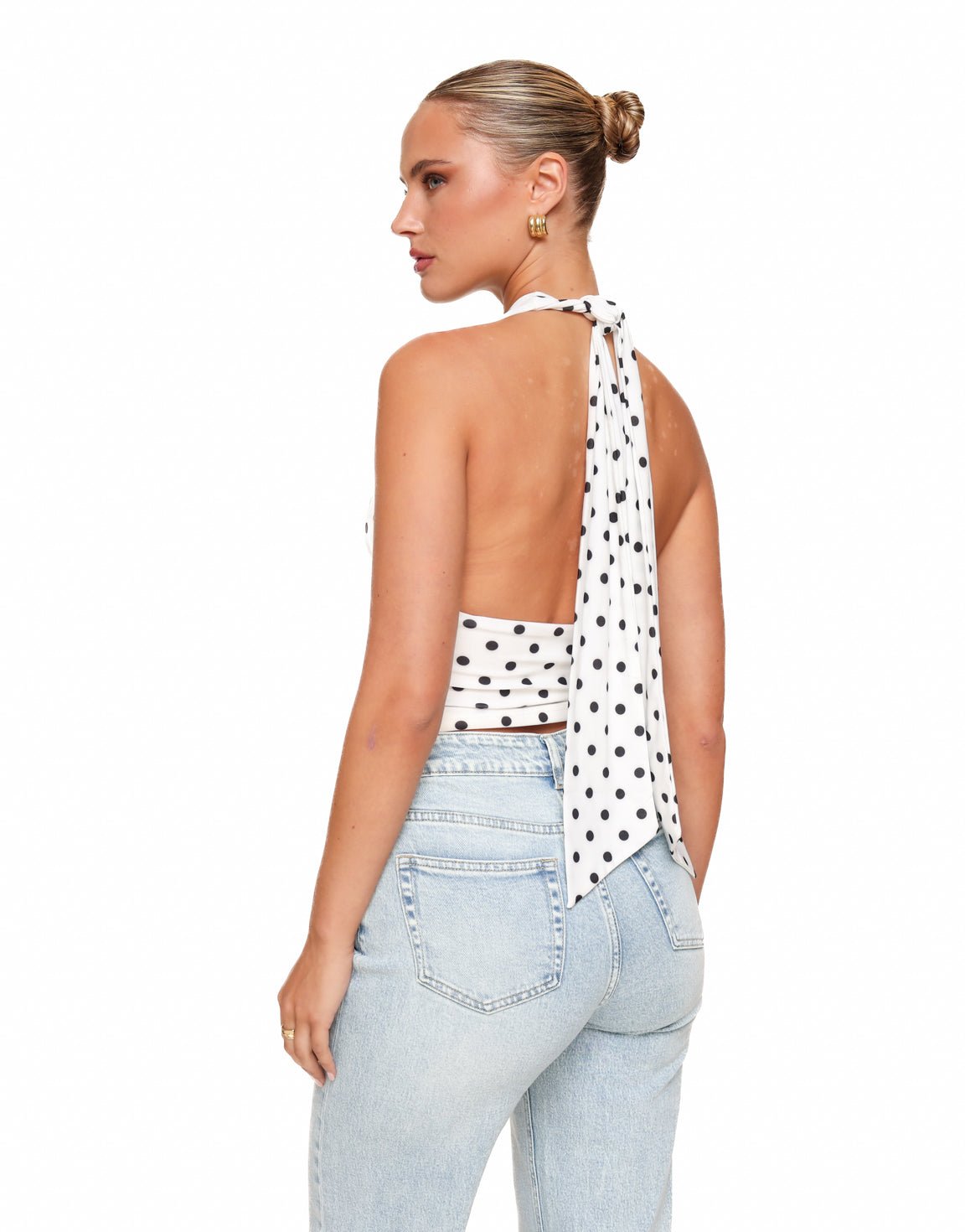 Witte Polka Dot Halter - Top - Olivia & Kate