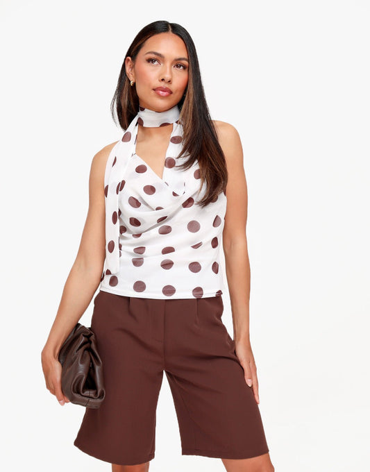 Witte Polkadot Halter - Top - Olivia & Kate