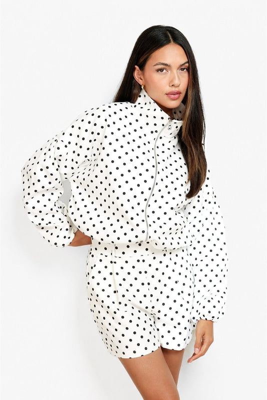 Witte Polkadot Oversized - Jas - Olivia & Kate
